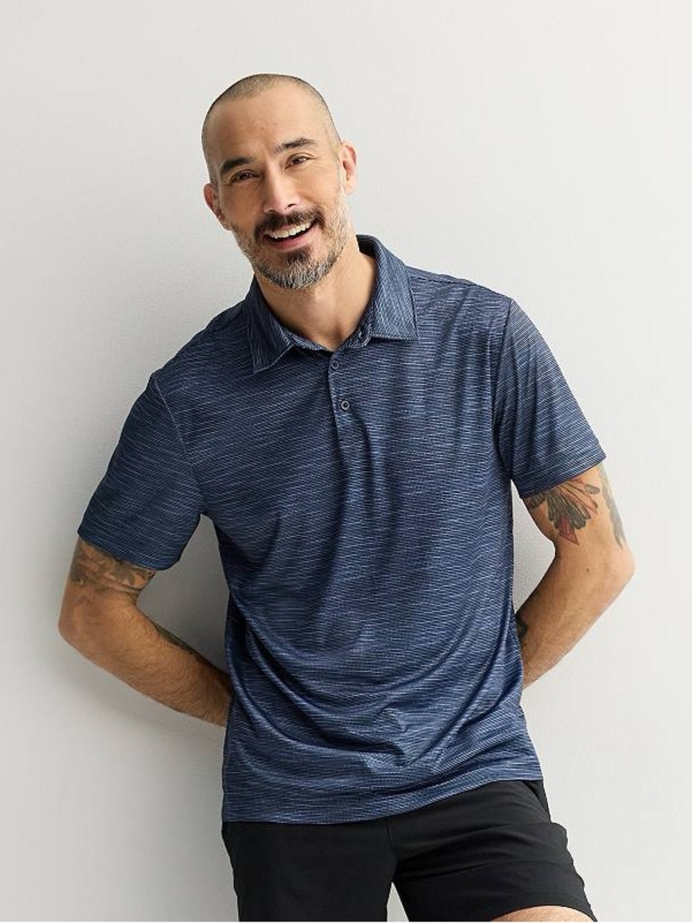 (GRAY/NAVY) Tek-Gear Dry-Tek Polo Shirt